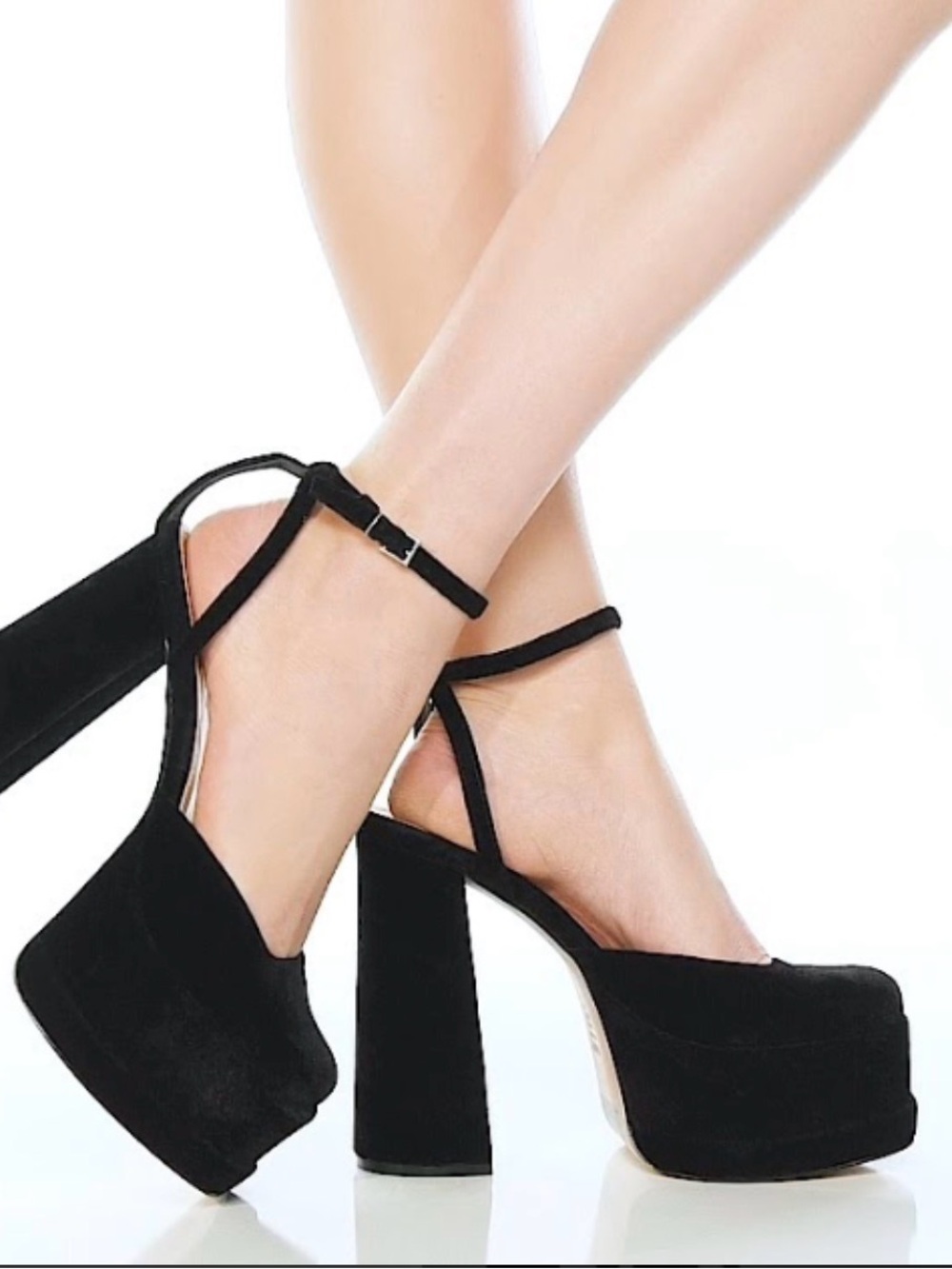 Schutz Luan Black Nubuck Platform Heels Block Pump Size [Insert Size]